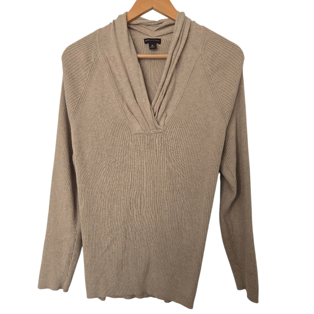 Dana Buchman Women's Beige Ribbed Sweater Size Xl